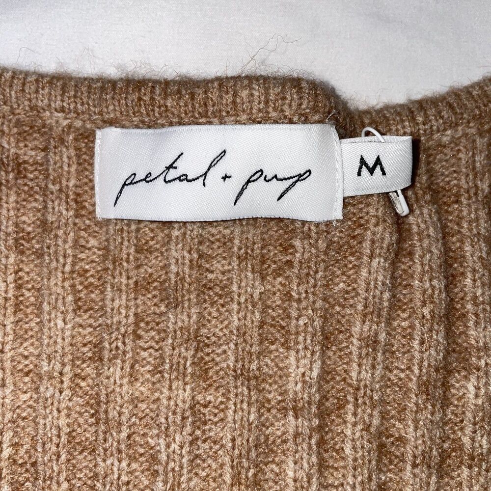 Petal & Pup - Wrap tie Knit Top Sweater Beige / Camel size Med - Picture 3 of 7